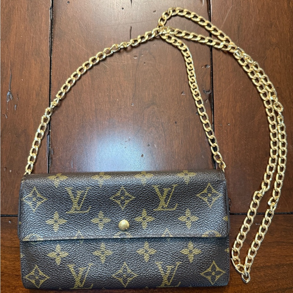 Louis Vuitton monogram wallet on a chain